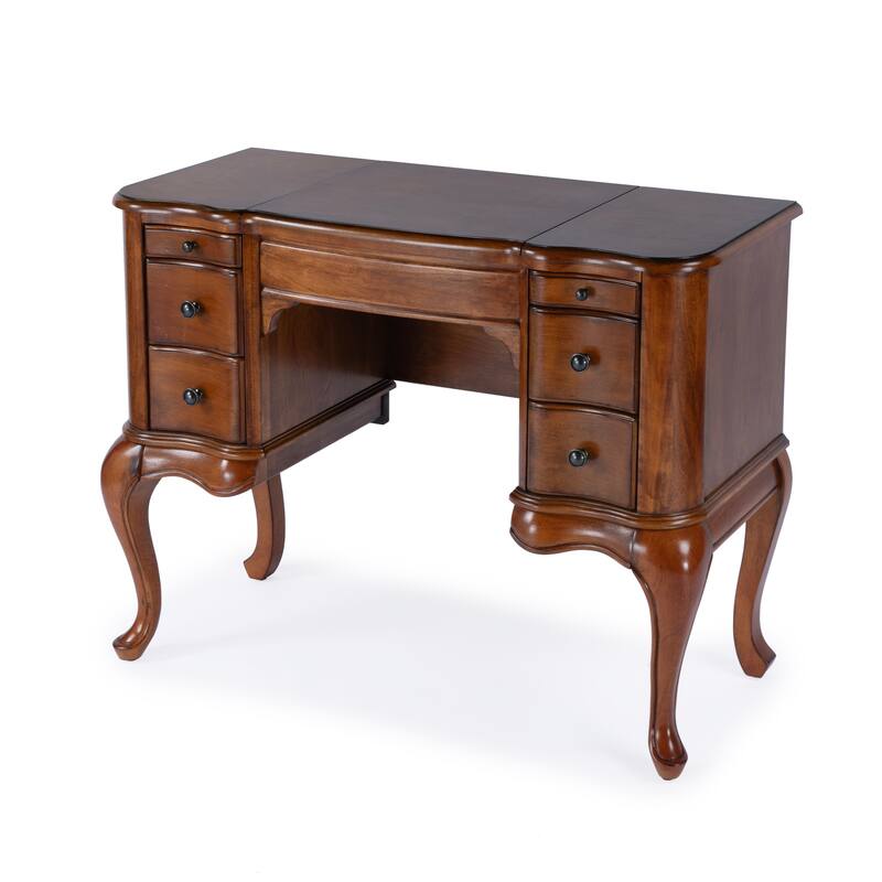 Charlotte 40 in. W Rectangular Wood Vanity/Valet Desk with Storage Drawers and Mirror