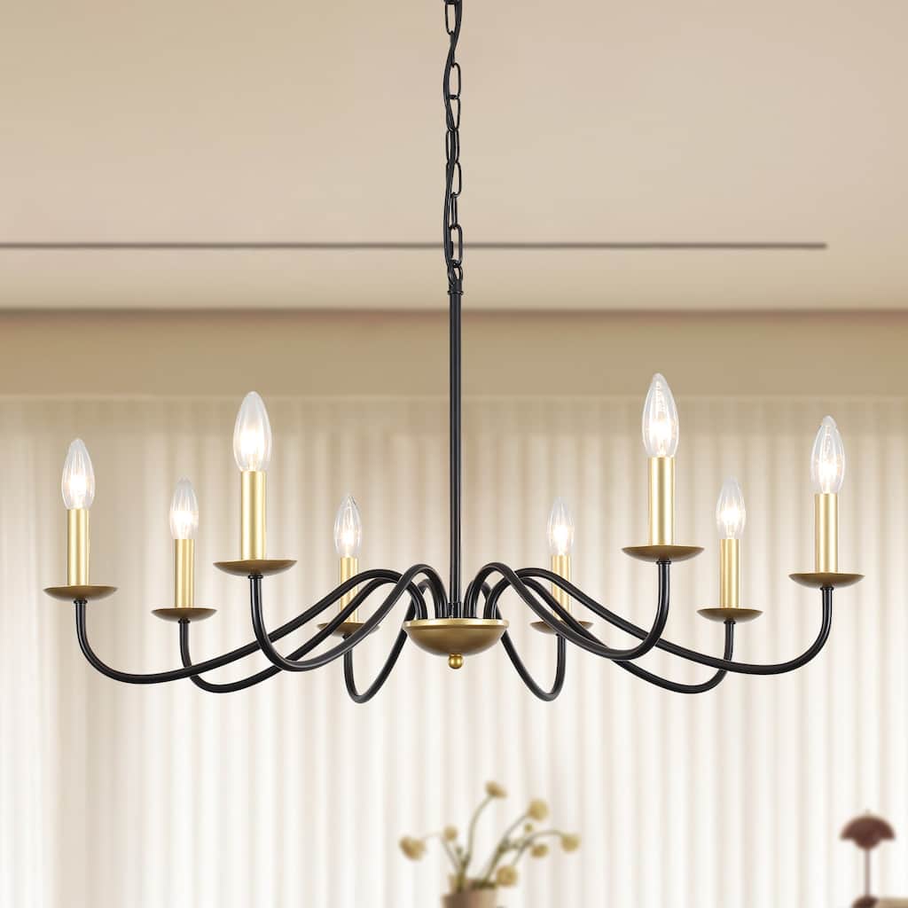 8-Light Farmhouse Candle Chandelier for Bedroom, Kitchen, Living Room and Foyer