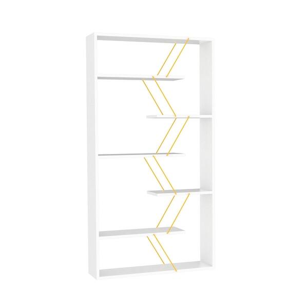 5Tier Ladder Bookshelf with Line Design for Home and Office Bed Bath