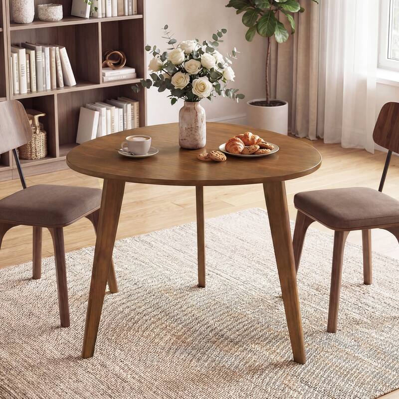 Gymax 35.5'' Triangle Dining Table Farmhouse Kitchen Table w/ Solid