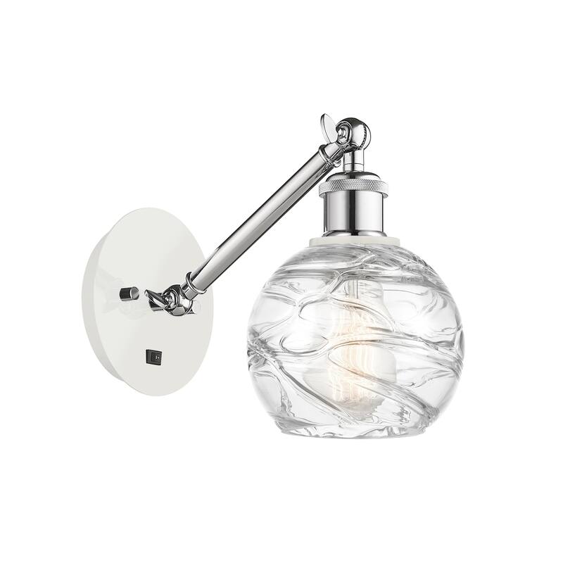 Innovations Lighting Ballston Athens Deco Swirl - 1 Light 6" Sconce - Arm Adjusts Up and Down - White and Polished Chrome/Clear Deco Swirl