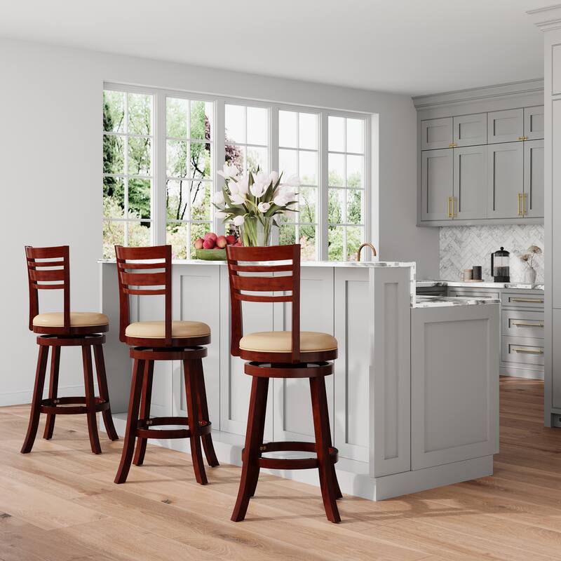 DTY Indoor Living Granby 4-Slat Back Swivel Stool