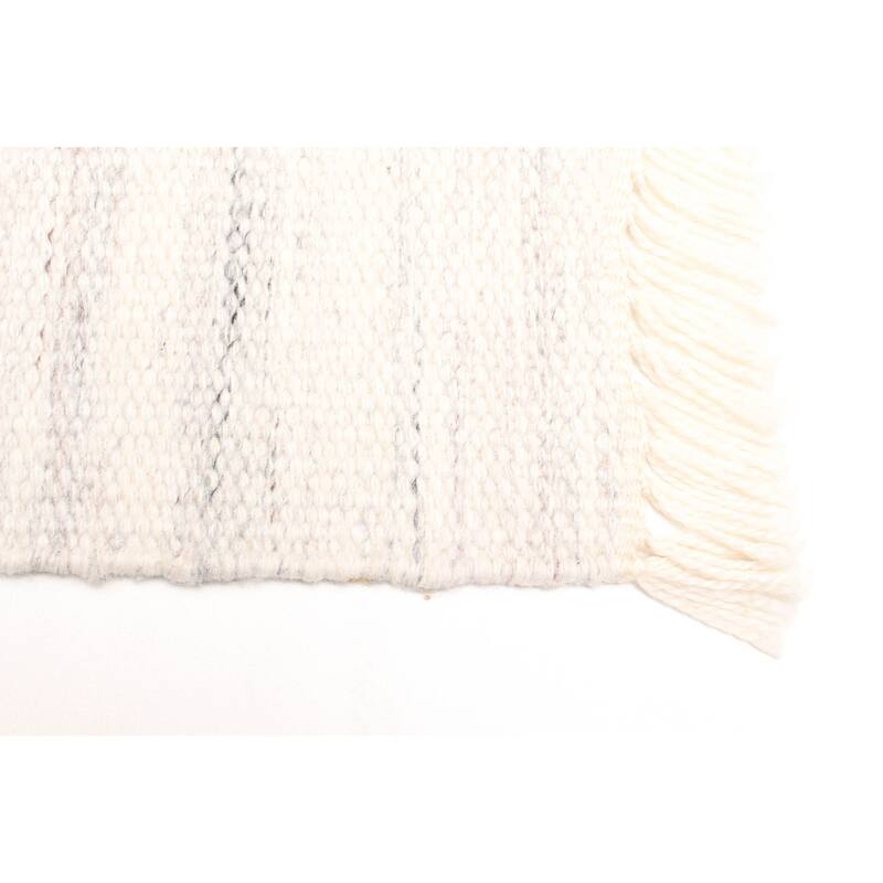 ECARPETGALLERY Flat-Weave Ankara FW Ivory Wool Kilim - 5'0 x 7'6