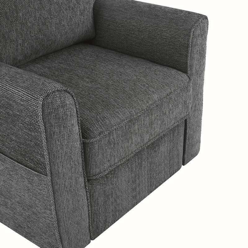 Chenille Swivel Barrel Armchair With Side Pockets