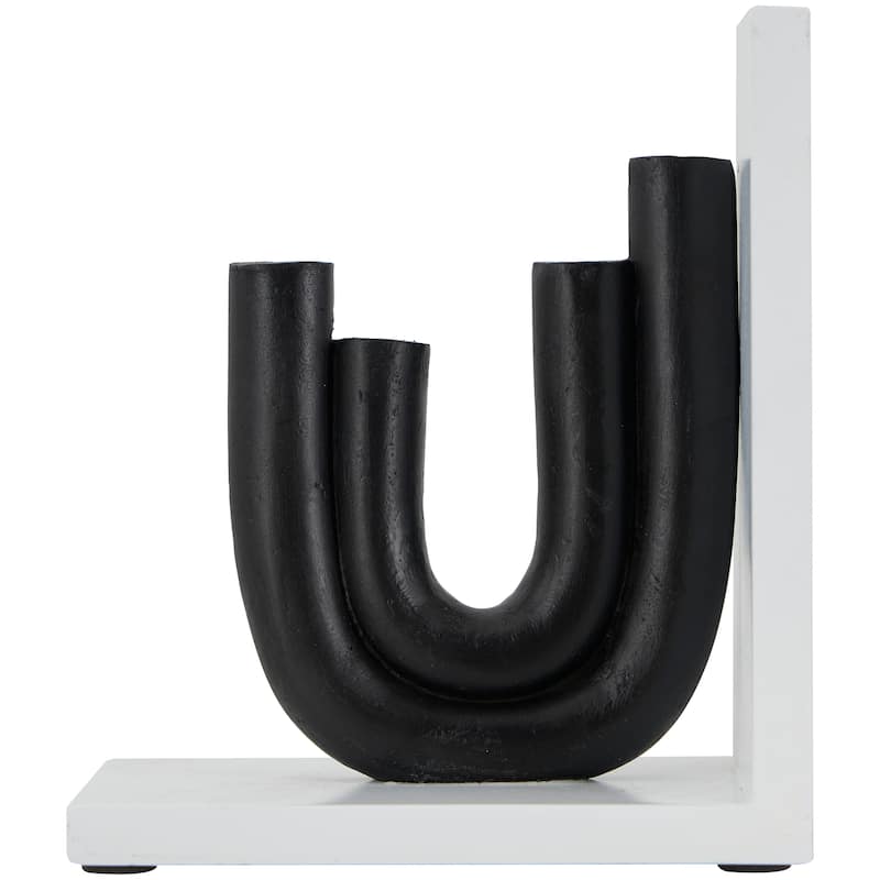 CosmoLiving by Cosmopolitan Black or White Wooden Bookends with White or Black Stands (Set of 2)