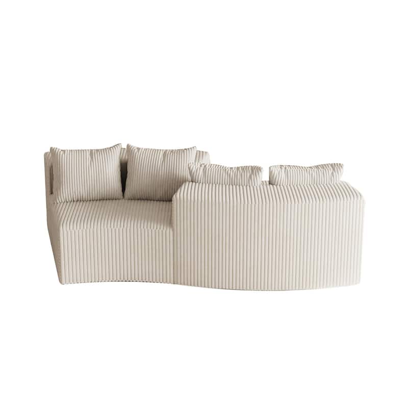 Roomfitters Modular Curved Sectional Sofa, 2-Piece Corduroy Semi-Circular Couch with Pillows