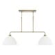 preview thumbnail 1 of 5, Ross 2-Light-Linear Chandelier - 44"W x 11.5"H x 13"E Aged Brass and White