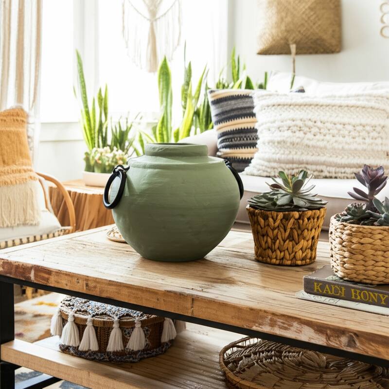 Pottery Ecomix Vase with Handles Modern Boho Style Versatile Display