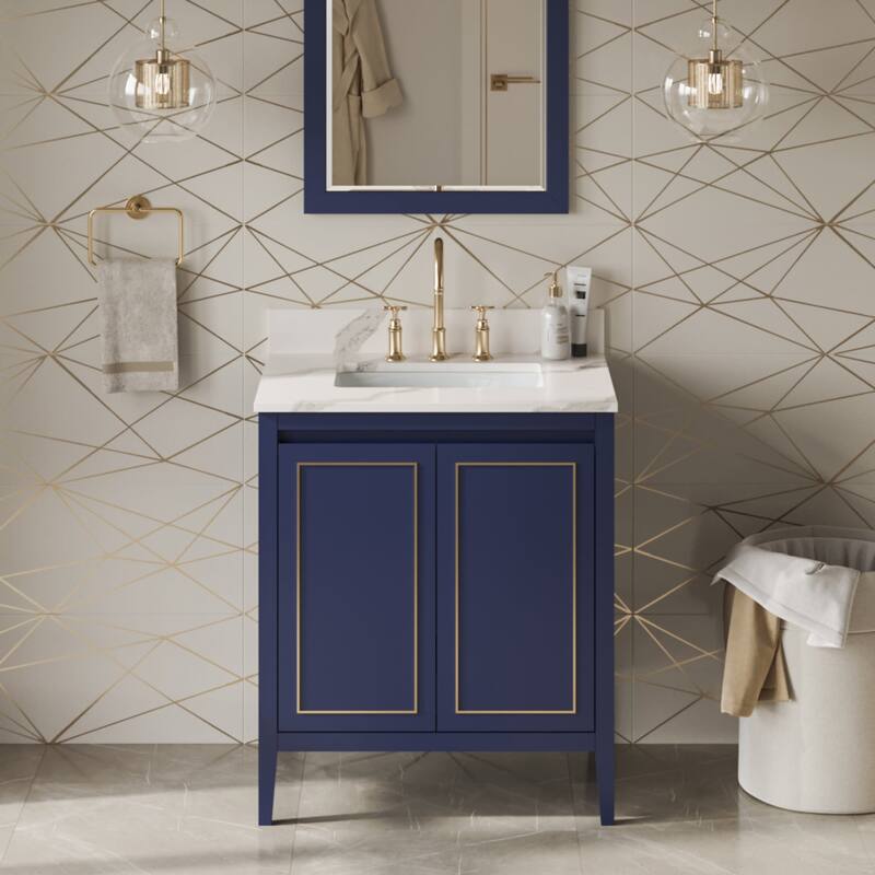 Jeffrey Alexander VKITPER30R-QUARTZ Percival II 30" Free Standing - Hale Blue / Calacatta Vienna