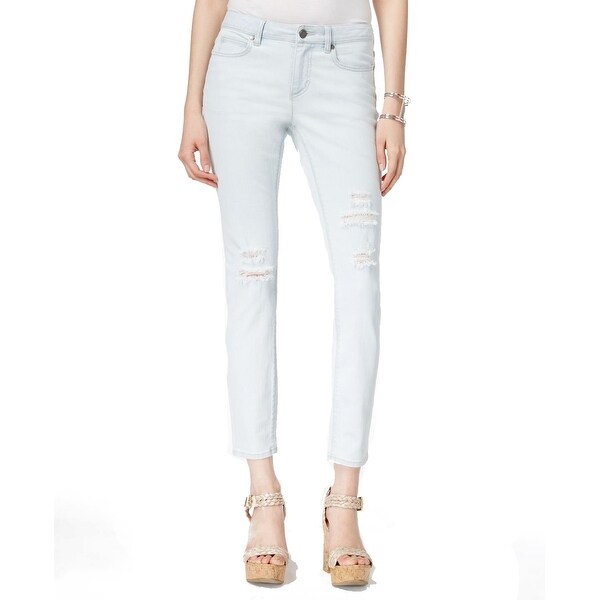 womens grey distressed skinny jeans
