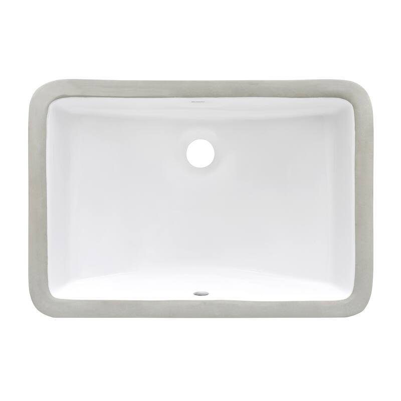 Ruvati 21 x 14 inch Undermount Bathroom Vanity Sink White Rectangular Porcelain Ceramic with Overflow - RVB0721