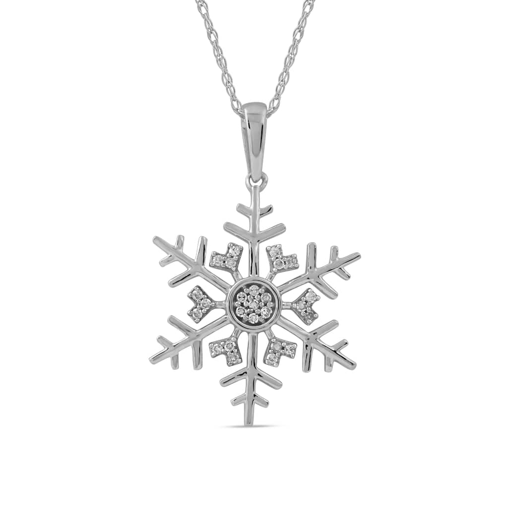 10K Gold 1/10ct TDW Diamond Snowflake Pendant Necklace for Women