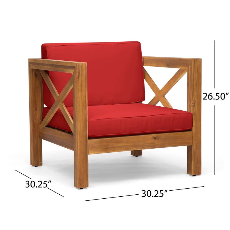 Brava Outdoor Acacia Club Chairs (Set of 2) by Christopher Knight Home