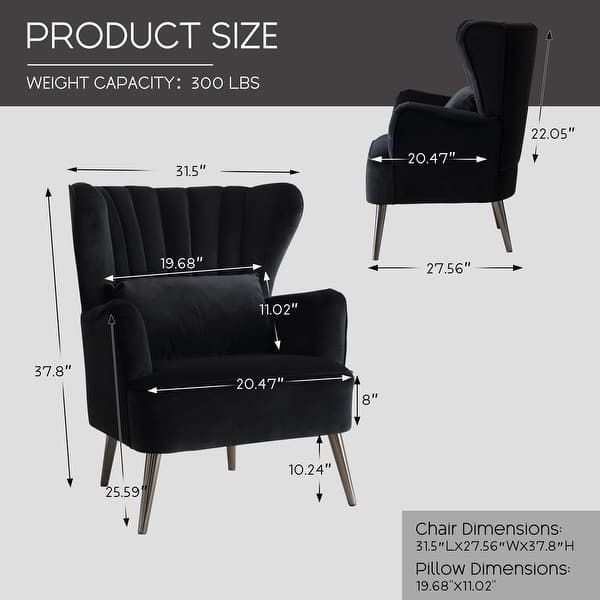 dimension image slide 0 of 10, HOMYKA Modern Wingback Arm Chair Upholstered Accent Chair