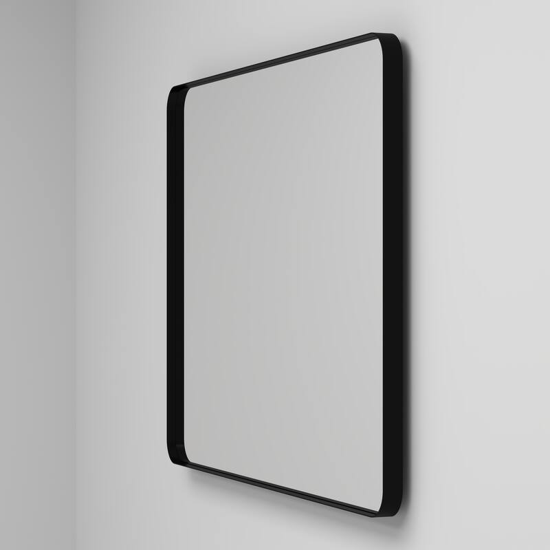 22 x 30 Inch Black Metal Framed Rectangular Tempered Bathroom Mirror for Wall - 29.72