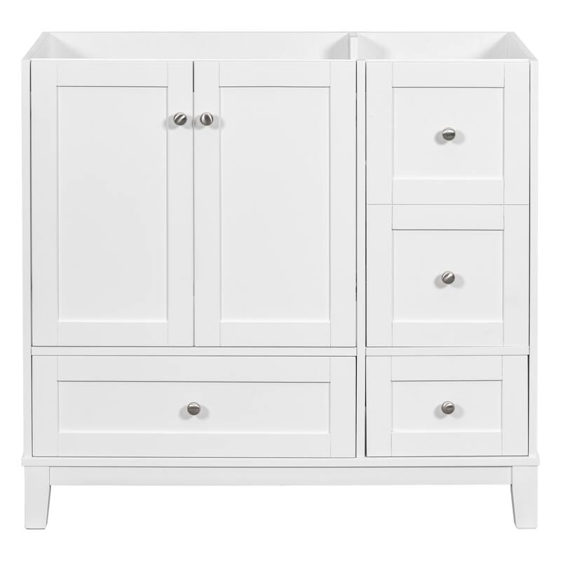 Modern 36-Inch Bathroom Vanity with USB Drawer Charging, Solid Wood Base, and Painted Finish(Sink not included) - 17.5in L