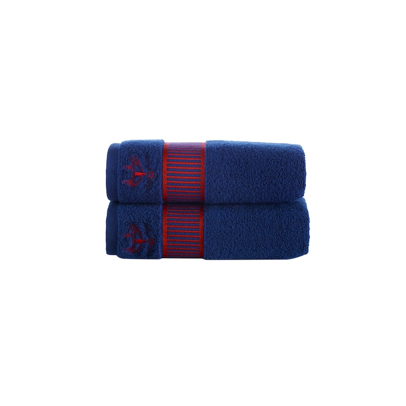Brooks Brothers Fancy Border 2 pcs Hand Towels - Navy