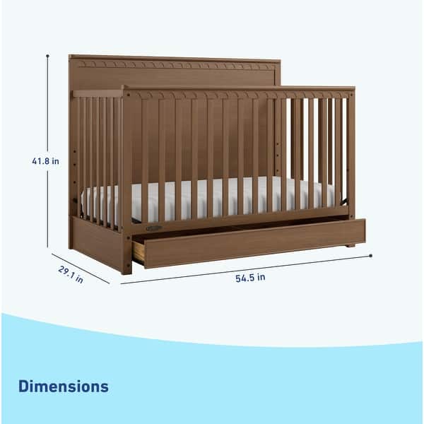 dimension image slide 0 of 5, Graco Sasha 5-in-1 Convertible Crib with Drawer