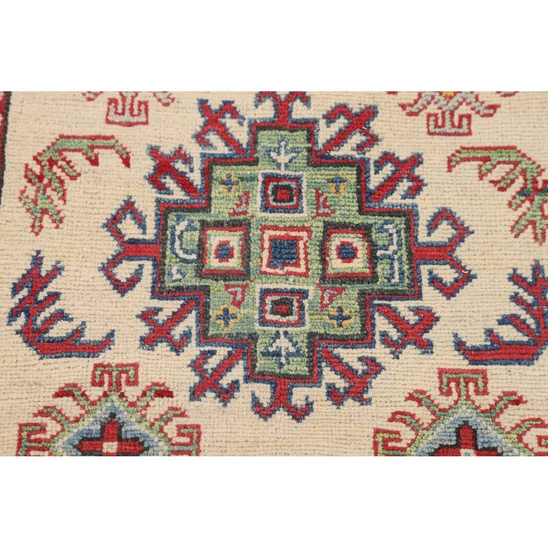 Kazak Foyer Rug Hand-Knotted Wool Carpet - 3'2" x 5'2"