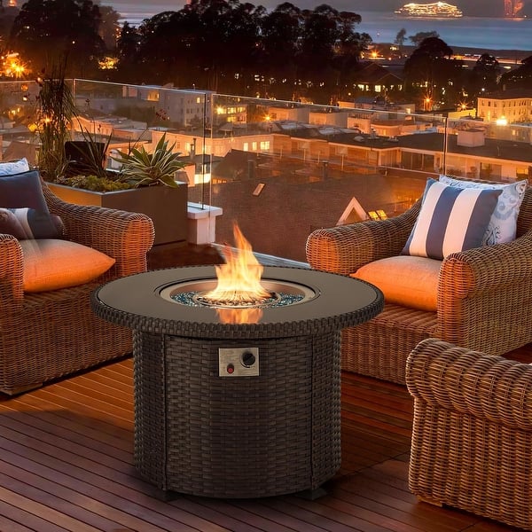 Home Depot Hampton Bay Crossridge Gas Fire Pit Home Depot Wicker