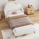 preview thumbnail 2 of 22, Twin Size Upholstered Platform Bed with Cloud-Shaped Headboard, Beige - Sturdy & Comfortable Design