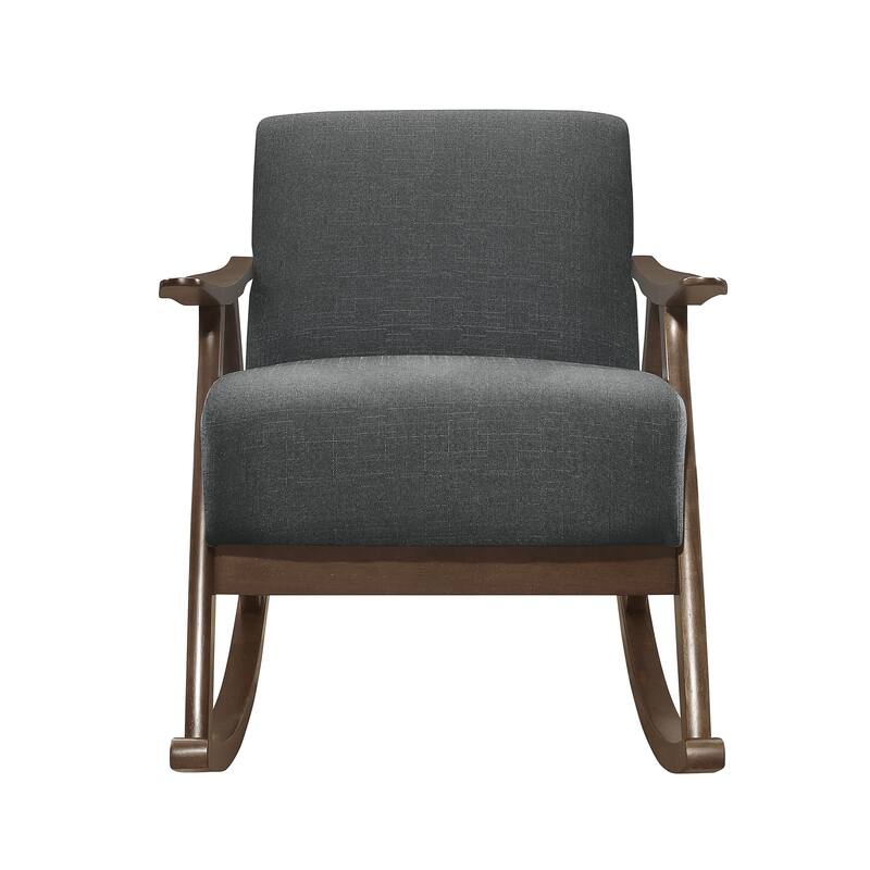 Modern Home Furniture 1pc Rocking Chair Fabric Upholstered Dark Walnut Finish Wood Cushion Seat and Back