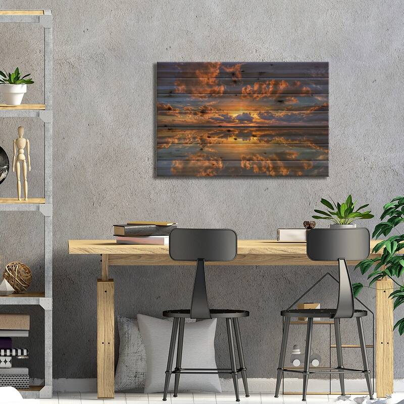Sunset Explosion Print On Wood by Ben Mulder - Multi-Color