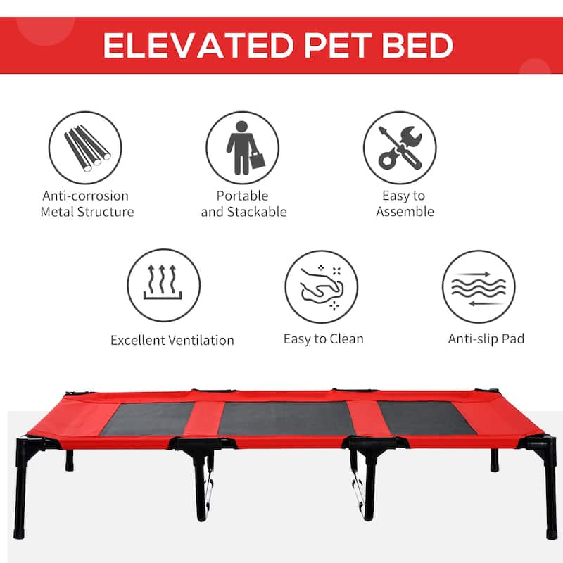 Pawhut Elevated Cooling Mesh Dog Bed Cot - 48" x 36.25" x 9"