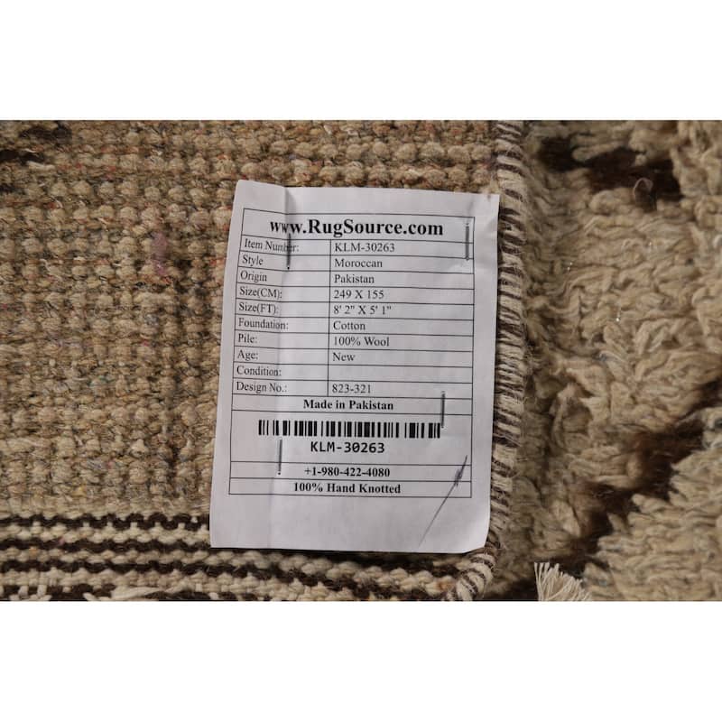 Plush Tribal Moroccan Oriental Area Rug Hand-Knotted Wool Carpet - 5'1" x 8'2"