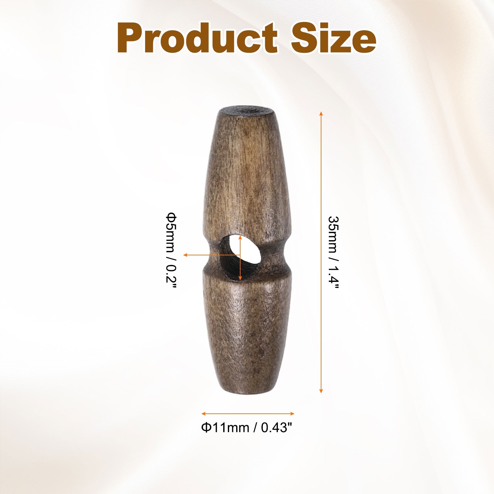 Wooden Toggle Buttons Single Hole Wood Olive Horn Sewing Buttons for Coat Sweaters Clothing DIY Craft