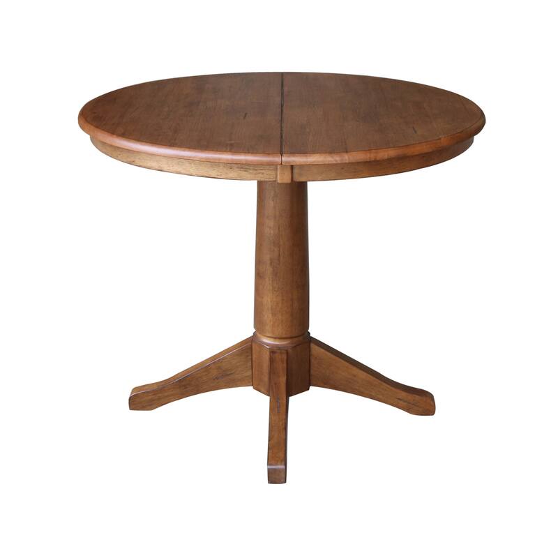 36" Round Solid Wood Extension Dining Table with 2 Dining Chairs