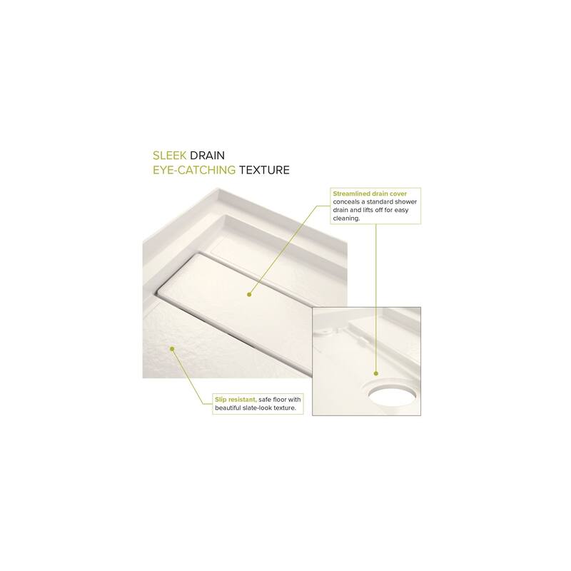 Transolid Linear 60" x 32" Alcove Shower Base with Right Hand Drain - 60" x 32" - 60" x 32"