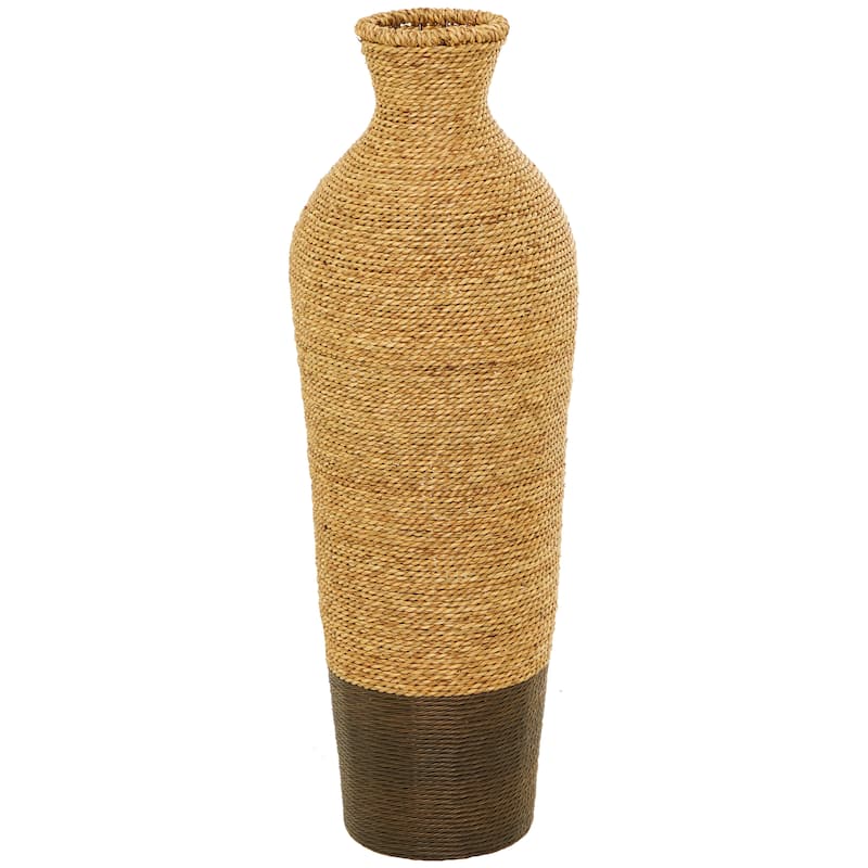 Seagrass Handmade Tall Woven Floor Vase - Brown - Roche River Decor - 11"W, 33"H