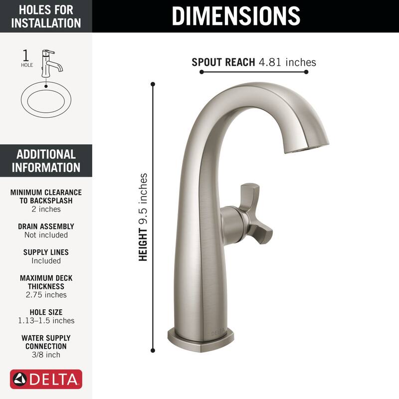 Delta 6776-DST Stryke 1.2 GPM Single Hole Bathroom Faucet with Helo