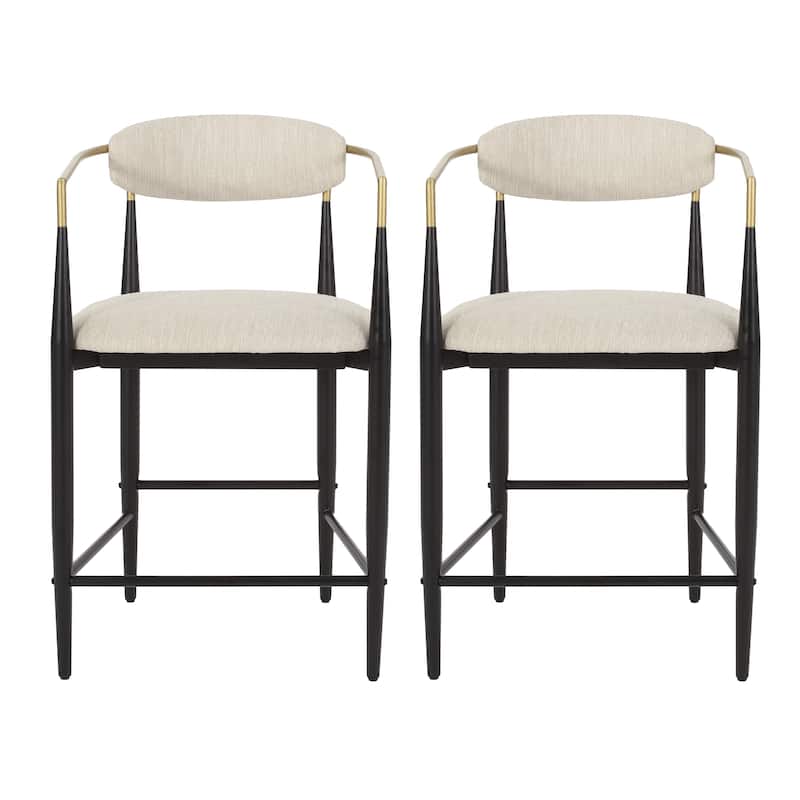 Counter Height Bar Chairs Set of 2, Modern Counter Stools with Backrest and Arms, Fabric Accent Chairs for Kitchen Island