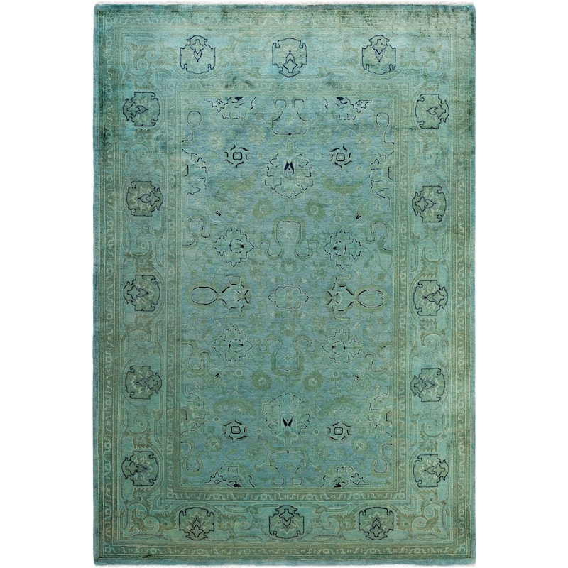 Overdyed One-of-a-Kind Hand-Knotted Area Rug - Green - 6' 1" x 8' 9"