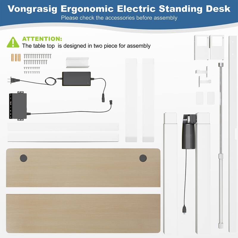 Futzca Height Adjustable Electric Standing Desk Sit Stand Computer Stand up Desk with Splice Board(White)