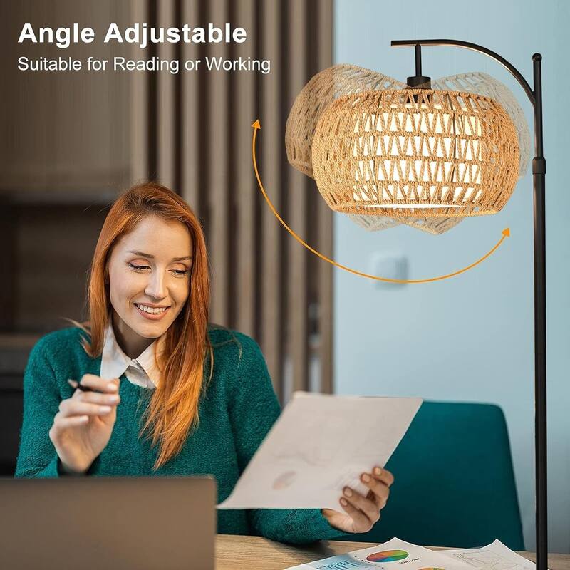 Arc Floor Lamp with Table and Shelves