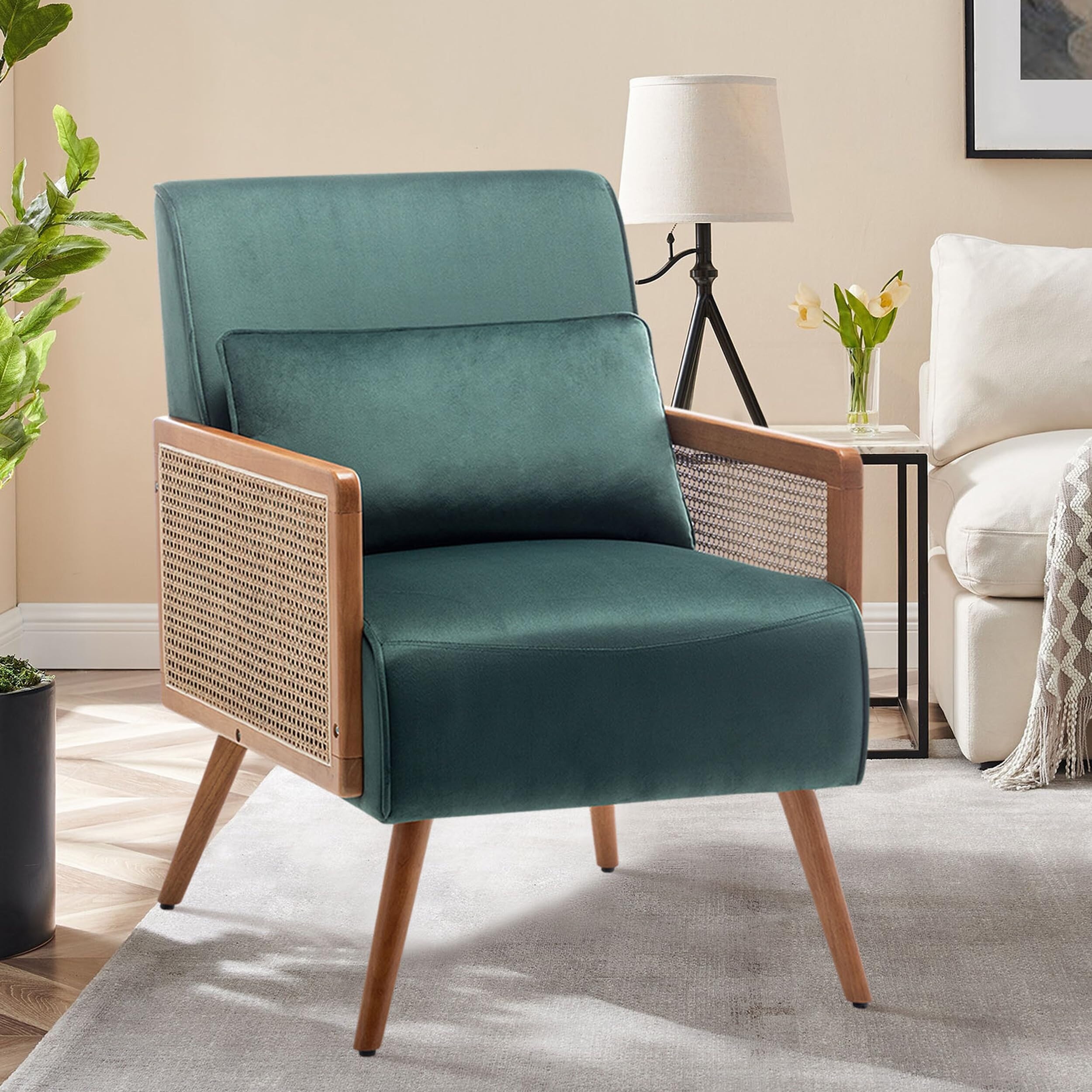 Rattan velvet store chair