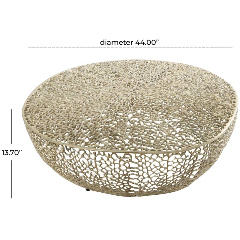 Aluminum Metal Coral Abstract Coffee Table - Silver or Gold - Roche River Decor