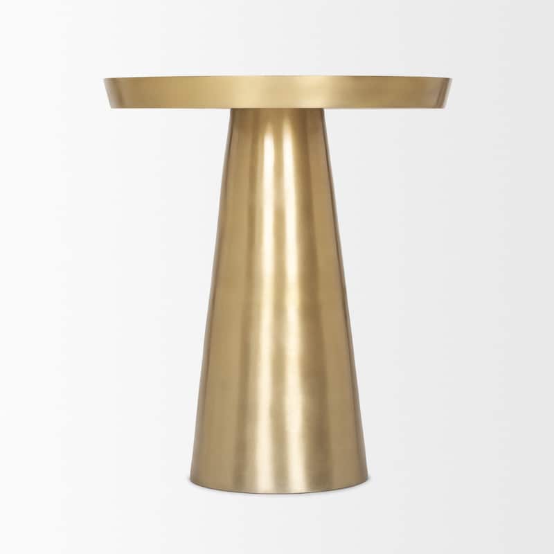 Roland Satin Brass Cast Aluminum Metal Accent Table - 18.3L x 18.3W x 20.8H