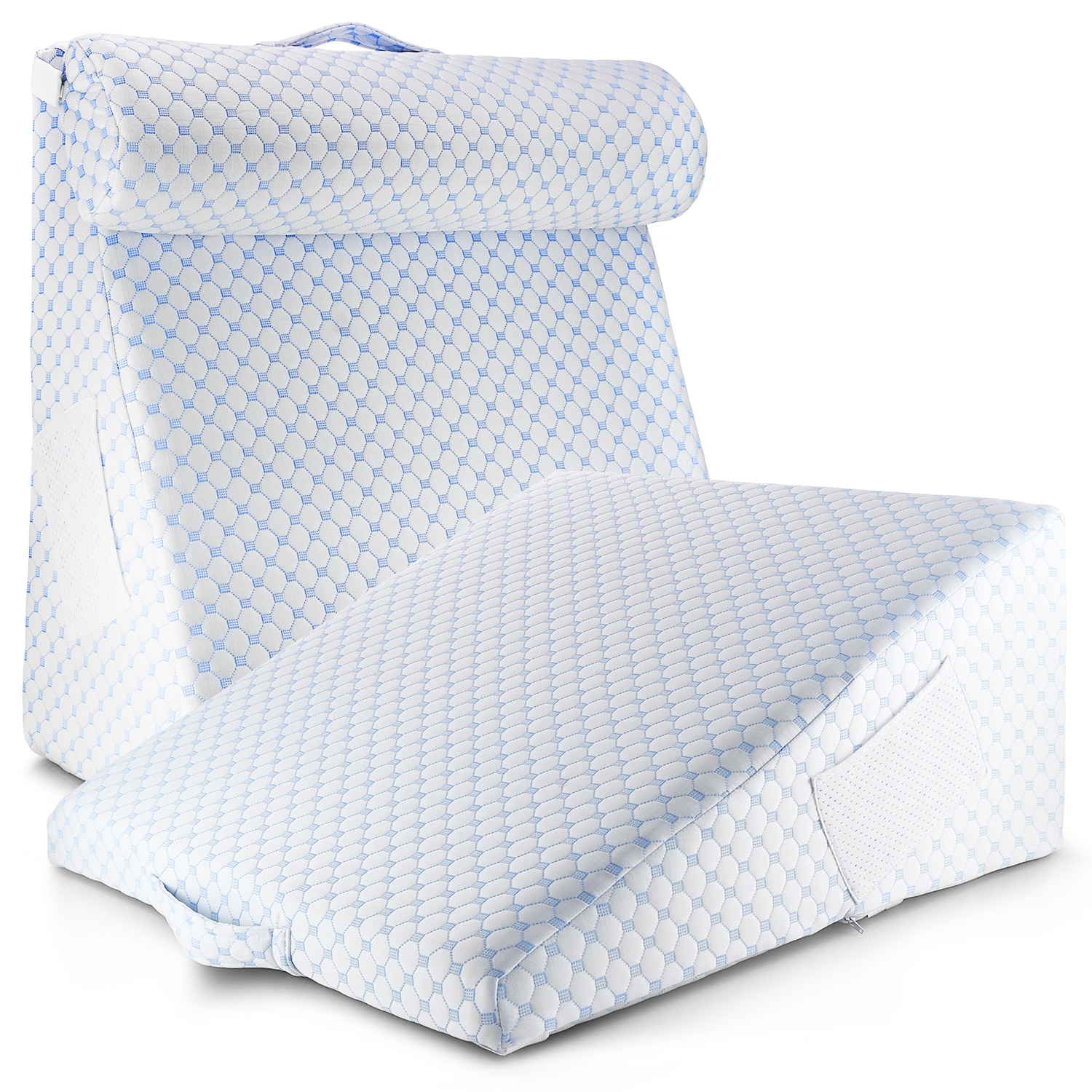 Empyrean Cooling Bed Wedge Pillow with Bolster Pillow - 25" x 25" x 12" - 8-in-1 Triangle Pillow Wedge for Sleeping Acid Reflux