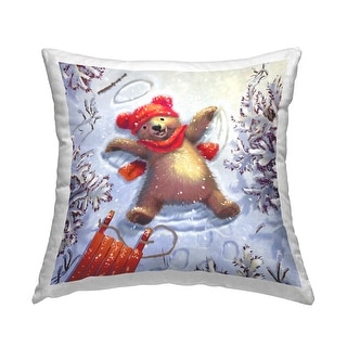 Stupell Snow Angel Bear Smiling Winter Printed Throw Pillow Design by ...
