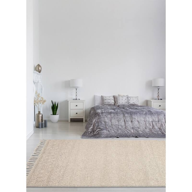 ECARPETGALLERY Braid weave Sienna Grey Wool Rug - 5'4 x 7'1