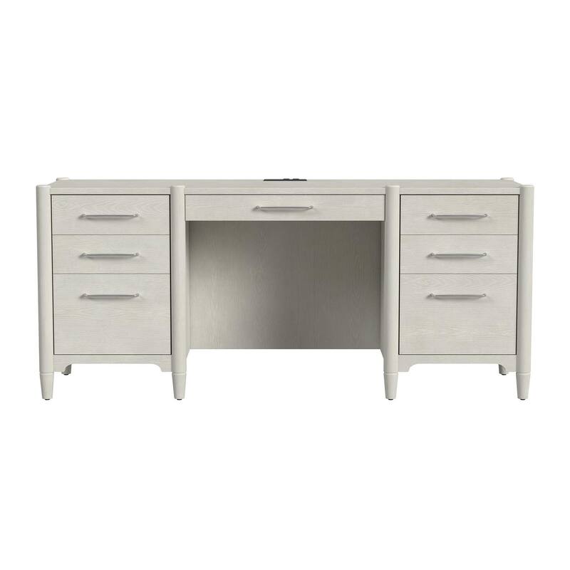 Modern Wood Desk, Office Storage, Writing Table, Fully Assembled, White