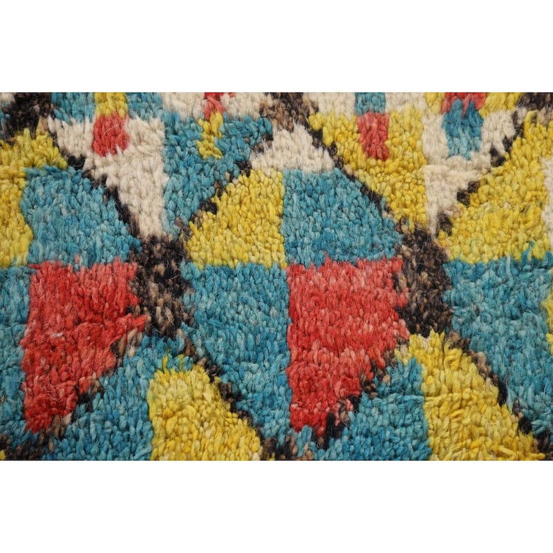 All-Over Moroccan Area Rug Handmade Wool Carpet - 8'11" x 12'9"