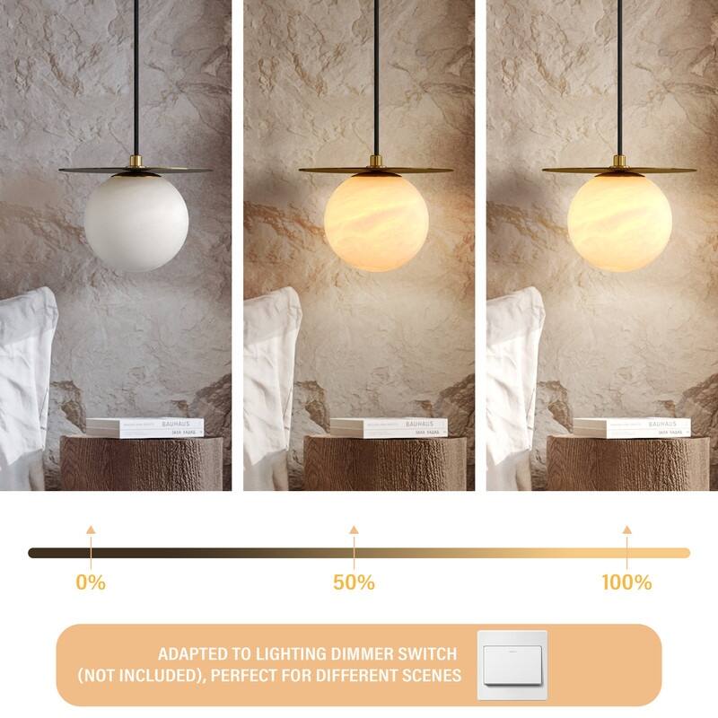 KAYLA Alabaster Pendant Light - Nordic Modern Brass Hanging Lamp
