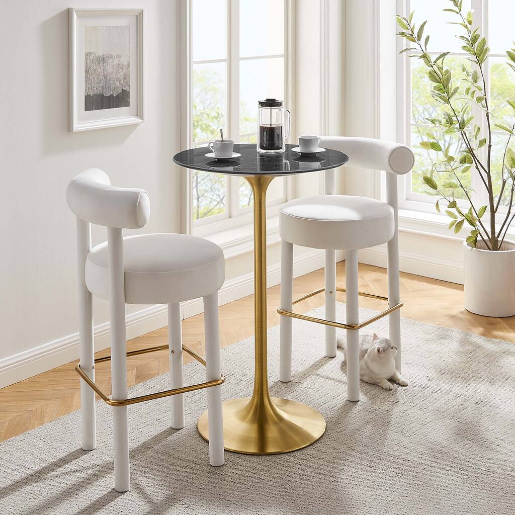 Lippa Round Artificial Marble Bar Table
