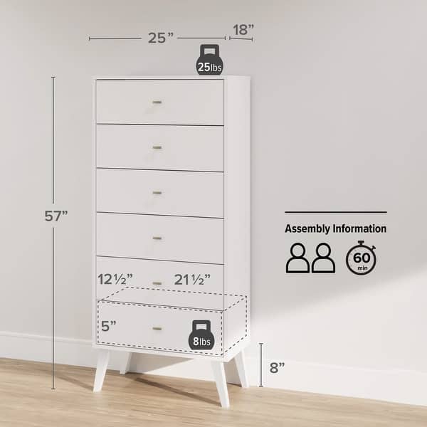 milo mid century modern 6-drawer dresser white Prepac Milo Mid-Century Modern 6 Drawer Dresser, Tall Chest of Drawers,  Retro Bedroom Furniture, Lingerie Dresser - Bed Bath & Beyond
