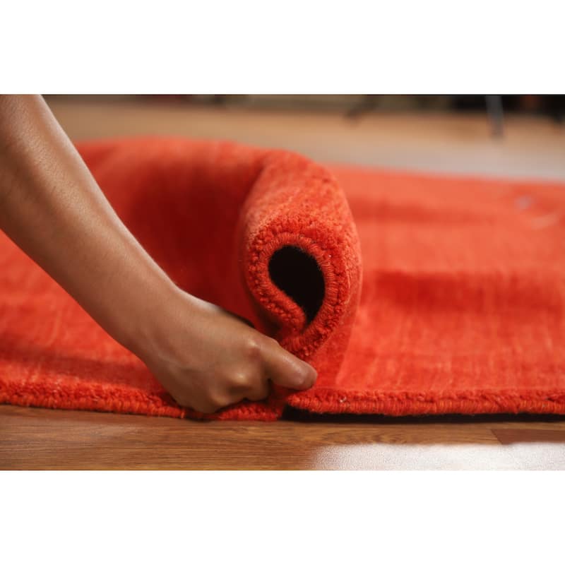 Hand Knotted Oriental 100% Wool Carpet Tribal Animal Pictorial Oranges & Rust Gabbeh Area Rug - 6' 6'' X 6' 6''